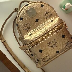 MCM Metallic Gold Backpack - Mini Bebe Boo